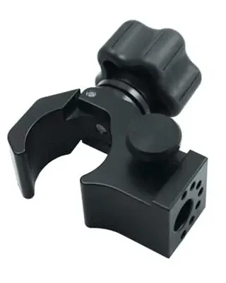 Black clamp with rotating knob.