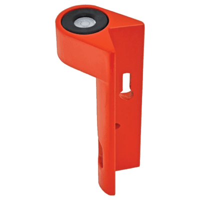 Here's an alt tag for the image: Orange corner level tool.