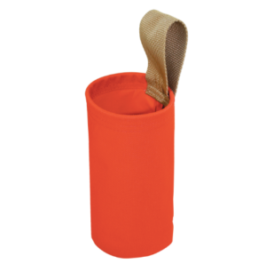 Orange canvas tool holder with strap.