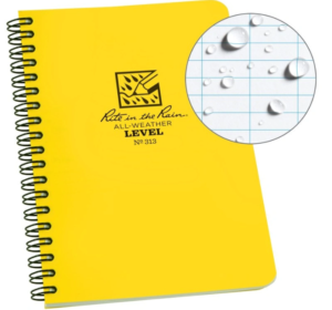 Yellow Rite in the Rain waterproof notebook.