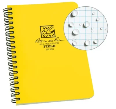 Yellow Rite in the Rain all-weather notebook.