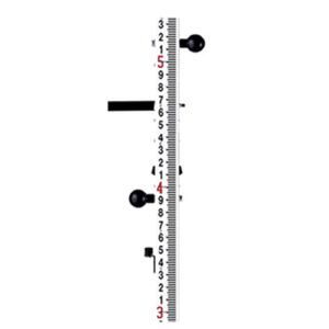 An image of a Leica GKNL4F Dual Face Levelling Staff with numbers on it.