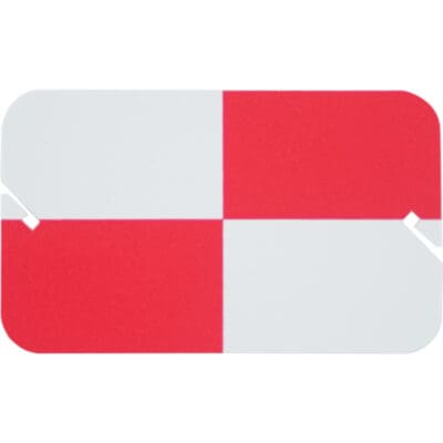 Red and white checkered flag design.