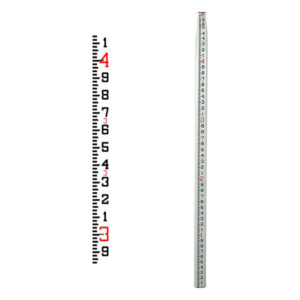 A Seco CR Fiberglass Grade Rods 8', 13', 16' or 20' / 10ths and a ruler next to each other on a white background.
