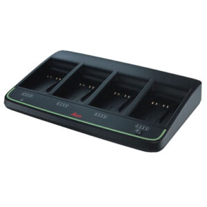 A black Leica GKL341 Charging Station with four compartments.