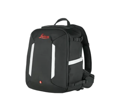 A Leica GVP736 Backpack for RTC360 865471 with a red strap.