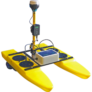 Yellow floating sensor platform with antenna.