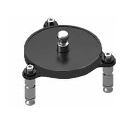 Black circular mounting plate with adjustment screws.