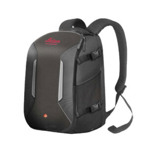 A Leica GVP736 Backpack for RTC360 865471 with a red strap.