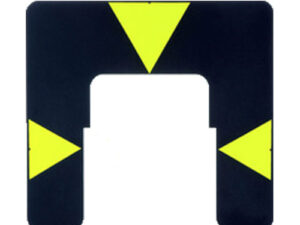 A Leica GZT4 Target Plate for GPH1 362823 in black and yellow triangle on a white background.