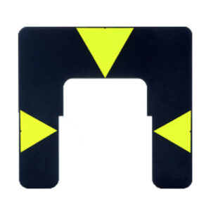 A Leica GZT4 Target Plate for GPH1 362823 in black and yellow triangle on a white background.