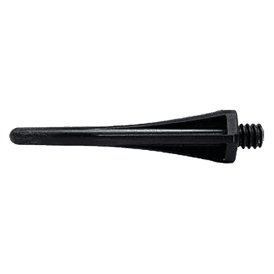 Black plastic dart point, threaded.