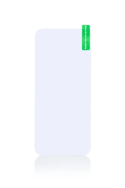 Transparent phone screen protector on white background.