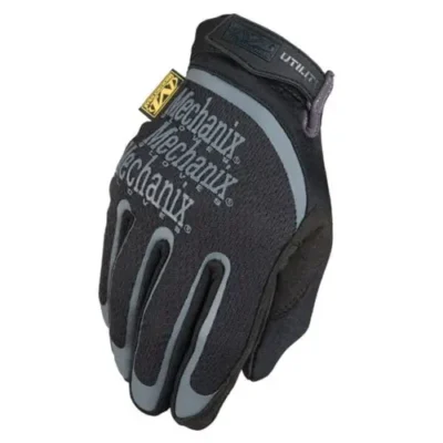 Black Mechanix glove with gray accents.