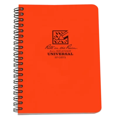 Red spiral-bound all-weather notebook.