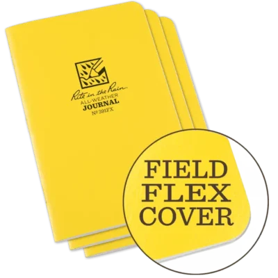 Yellow all-weather journal with field flex cover.