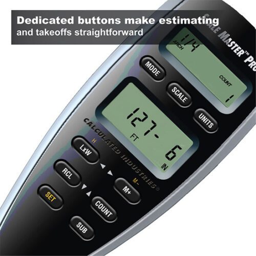 Calculator with digital display and buttons.