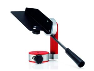 Red and black adjustable camera mount.