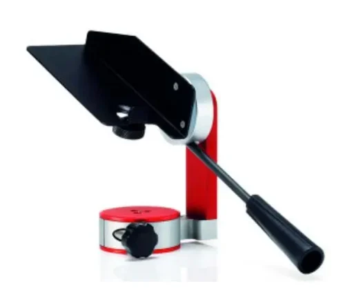 Red and black adjustable camera mount.