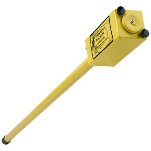 A yellow Schonstedt GA-52Cx Magnetic Locator with a black handle on a white background.