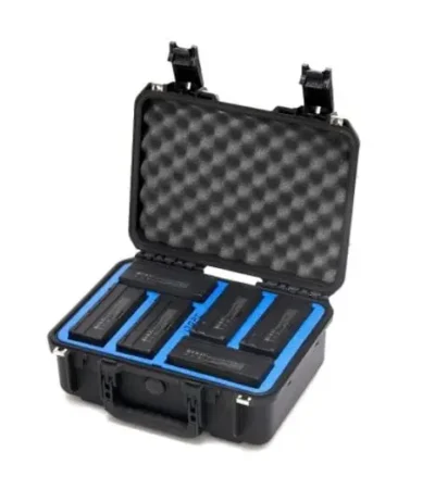 Black protective case with batteries inside.