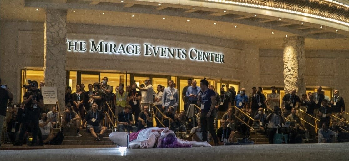 Performance taking place outside The Mirage Events Center.