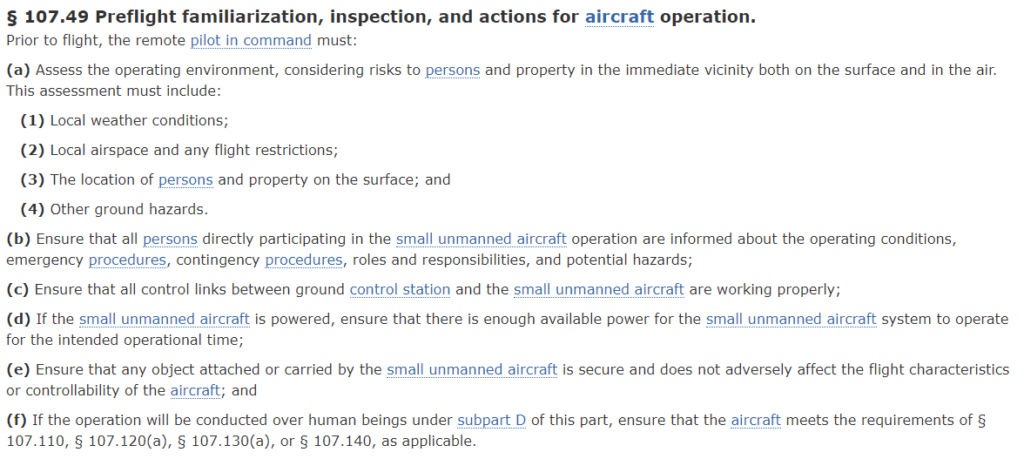 Preflight inspection guidelines for unmanned aircraft.