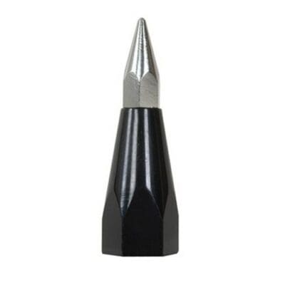 Black and silver pencil tip close-up.