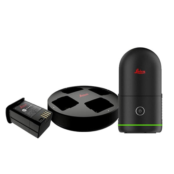 Leica battery charging station and accessories.