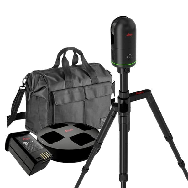 3D scanning equipment with accessories and bag.