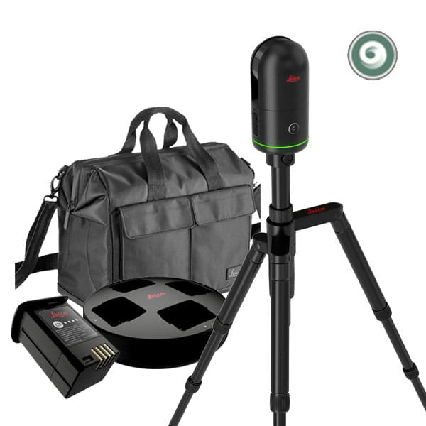 3D scanning equipment with accessories and bag.
