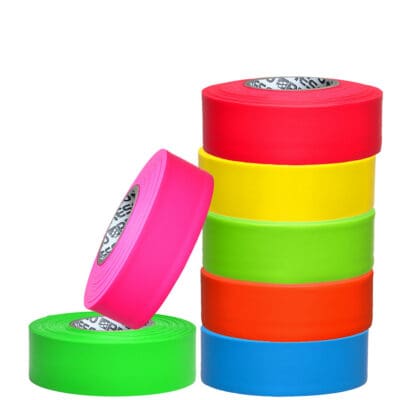 A stack of Presco Arctic Extreme Temperature Flagging Tapes on a white background.