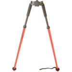 Red hiking poles with rubber tips.