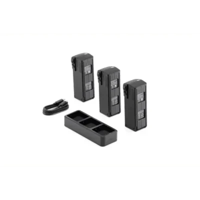 Three drone batteries with charger.