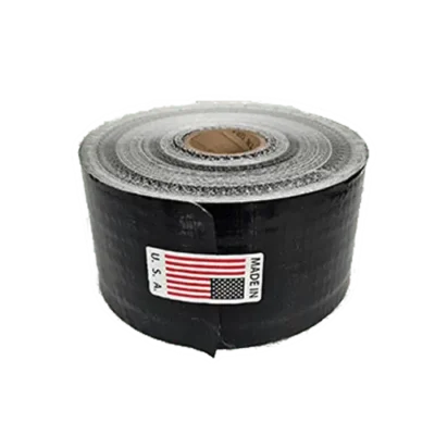 Black duct tape roll, made in USA.