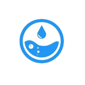 Here's an alt tag for the image: Blue water drop logo.