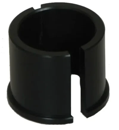 Black plastic split ring collar.