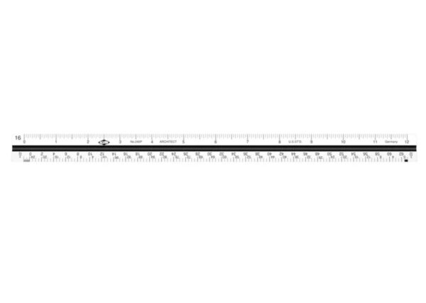 Black and white architect's scale ruler.