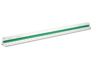 Green architect's scale ruler.