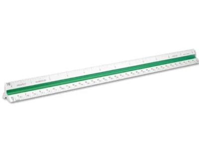 Green architect's scale ruler.