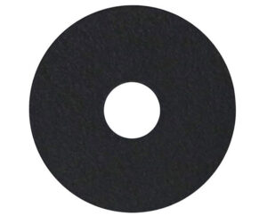 Black felt polishing disc with hole.