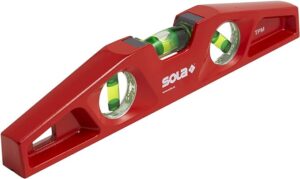 Red Sola level tool with vials.