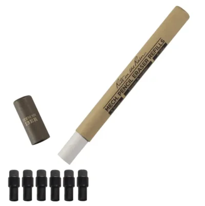 Mechanical pencil eraser refills and holder.
