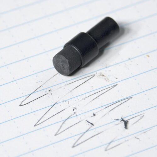 Eraser used on notebook paper.