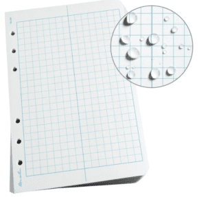 Water resistant grid paper notepad.