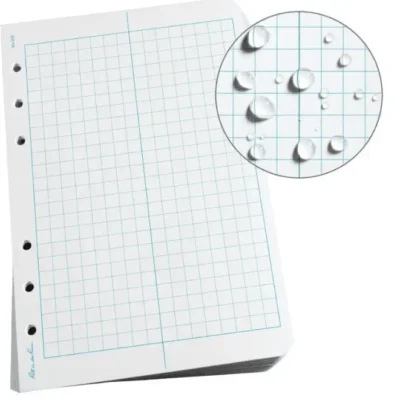 Water resistant grid paper notepad.