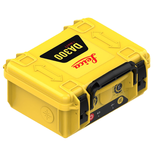 Here's an alt tag for the image: Yellow Leica DA300 case.