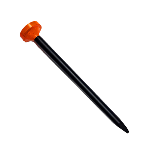 Orange-topped black ground stake.