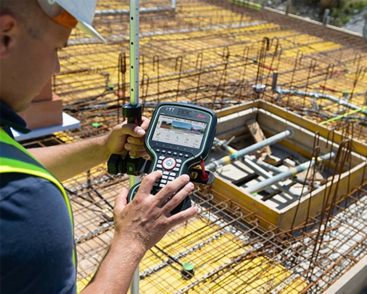 Surveying equipment used on construction site.