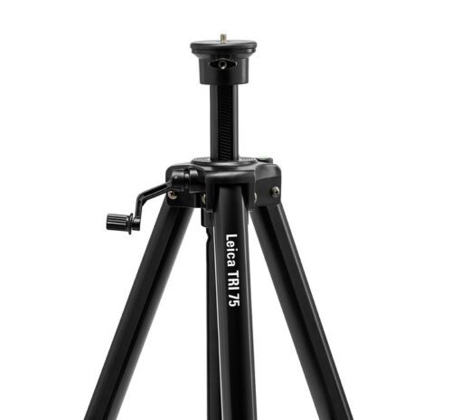 Black tripod with adjustable height mechanism.